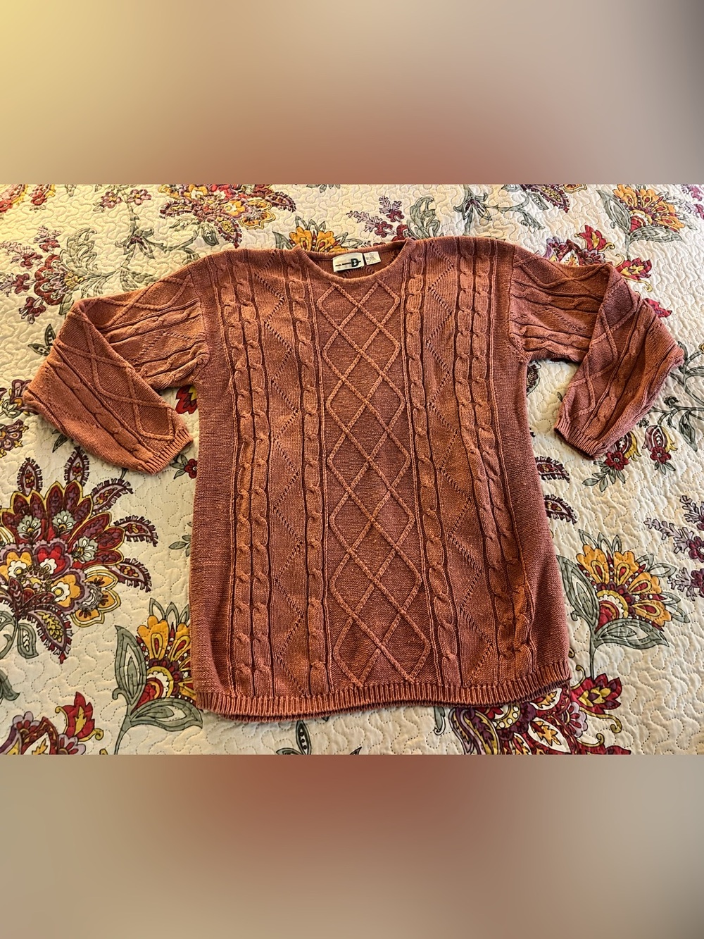 Vintage 80’s Paul Harris Design Sweater Pullover Salmon Large Knit Mens